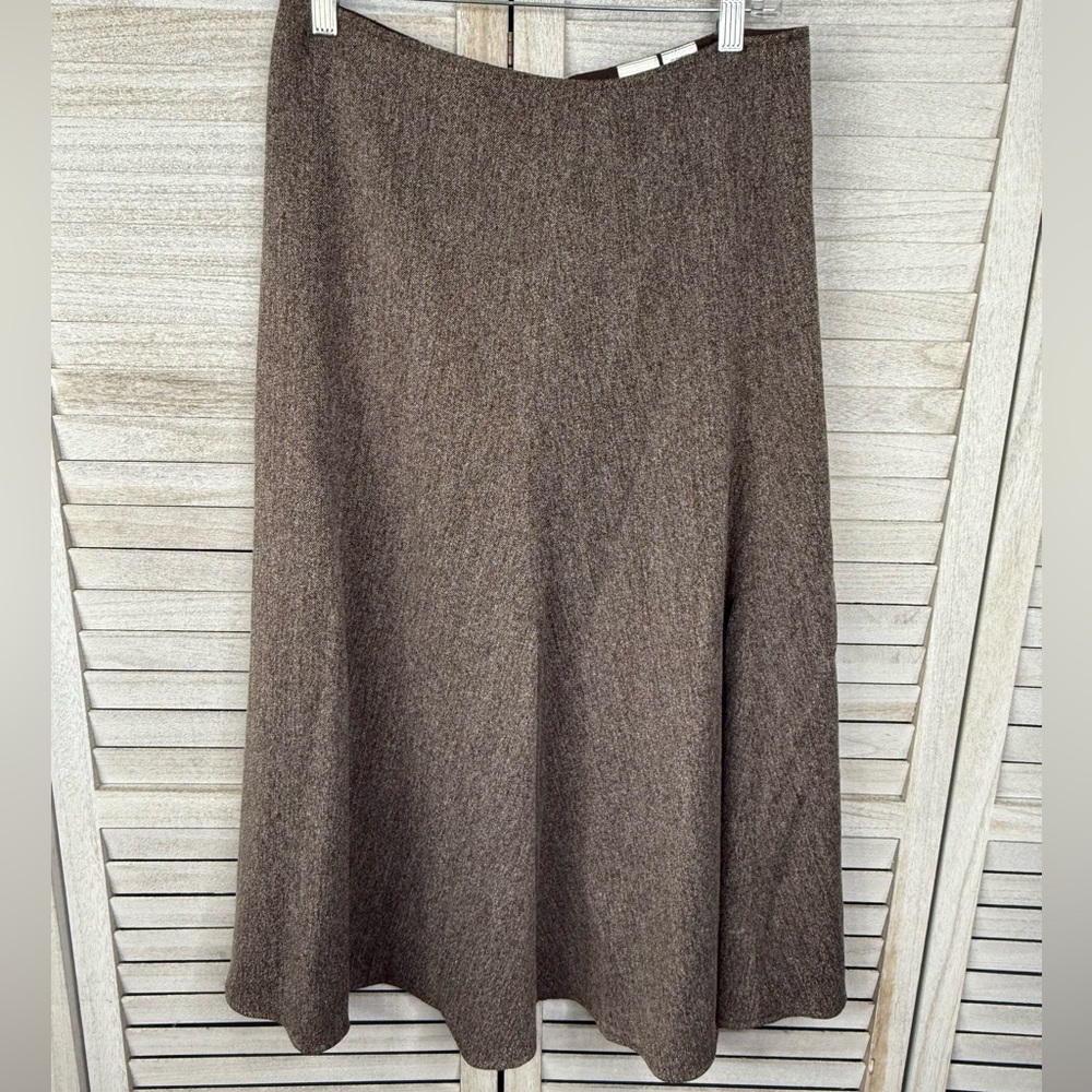 JONES WEAR Women's Vintage 90's-Y2K Brown Tweed A-Line Midi Skirt-6